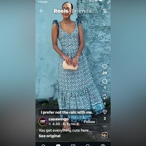 Lucky Brand Teal and White Patterned Maxi Dress